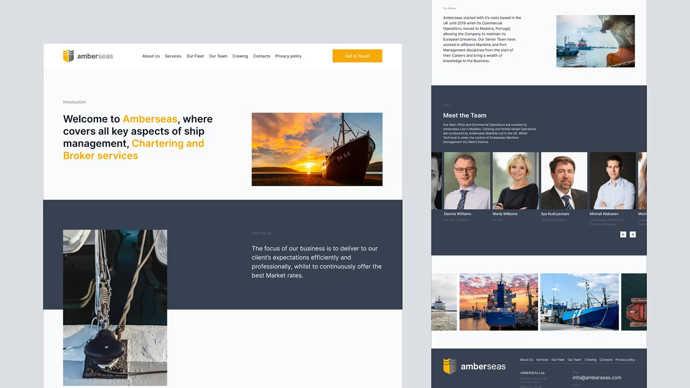 Amber Seas – WordPress/Elementor Maritime Services Website — screenshot 3