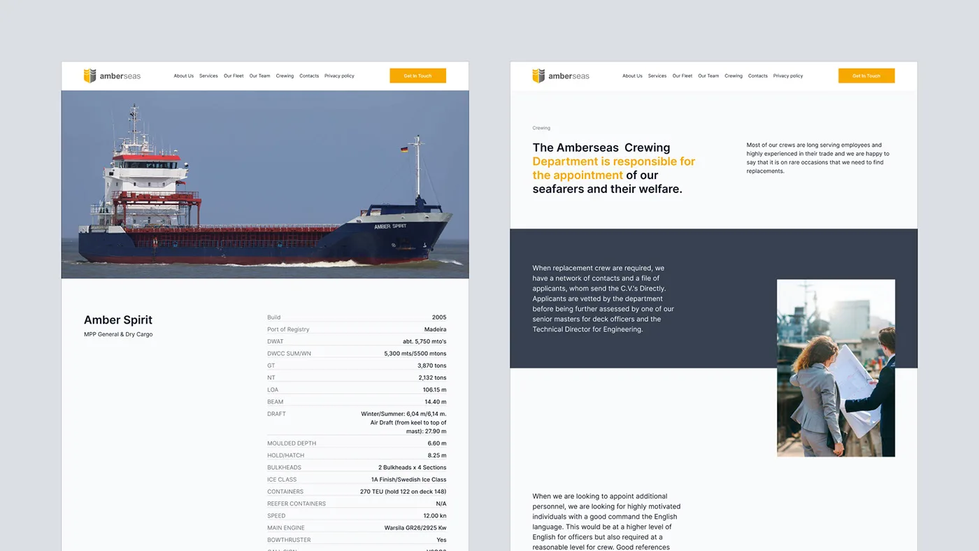 Amber Seas – WordPress/Elementor Maritime Services Website — screenshot 6