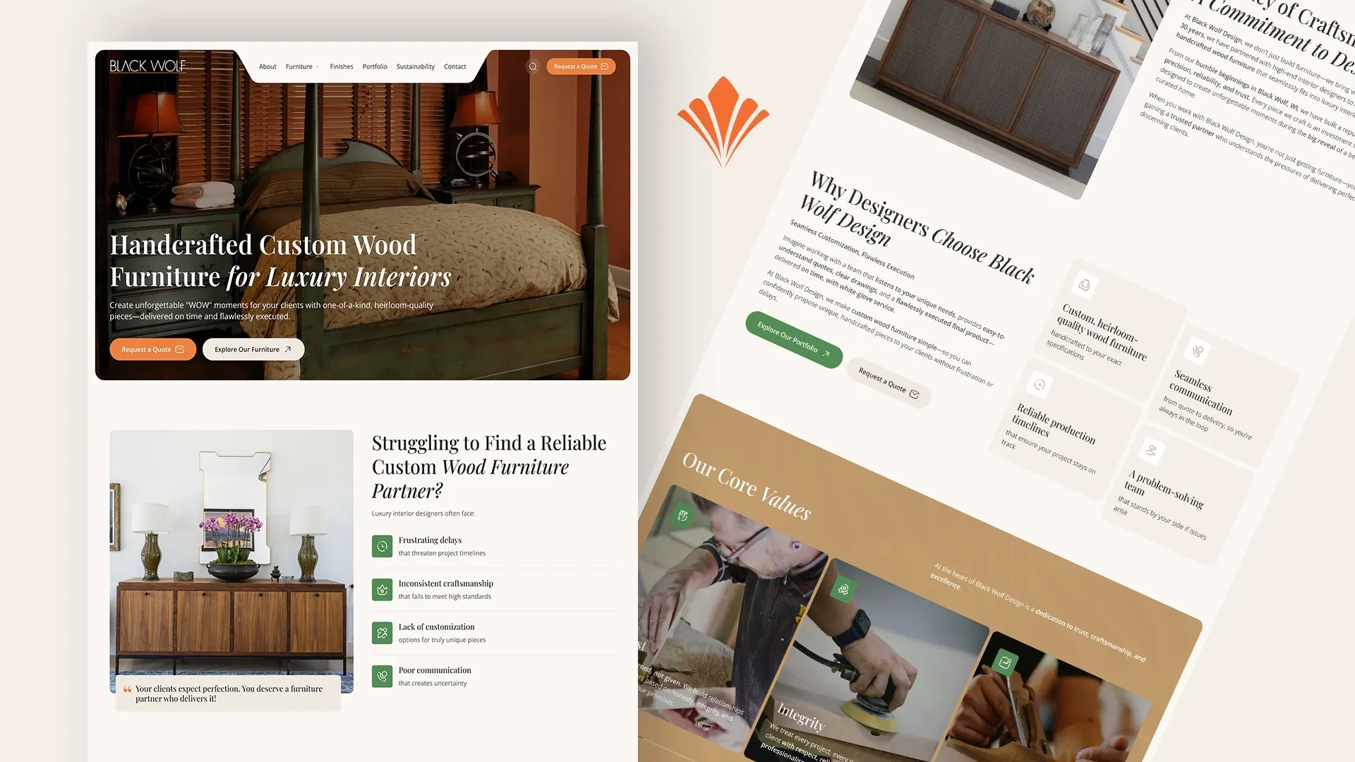 Black Wolf Design – WordPress/WooCommerce Custom Furniture Website — screenshot 2