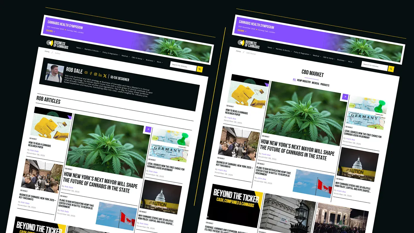 Business of Cannabis – WordPress/Elementor Cannabis Media Website — screenshot 2