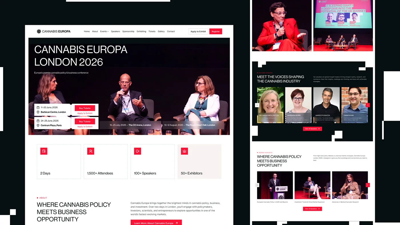 Cannabis Europa – WordPress/Elementor B2B Conference Website — screenshot 1