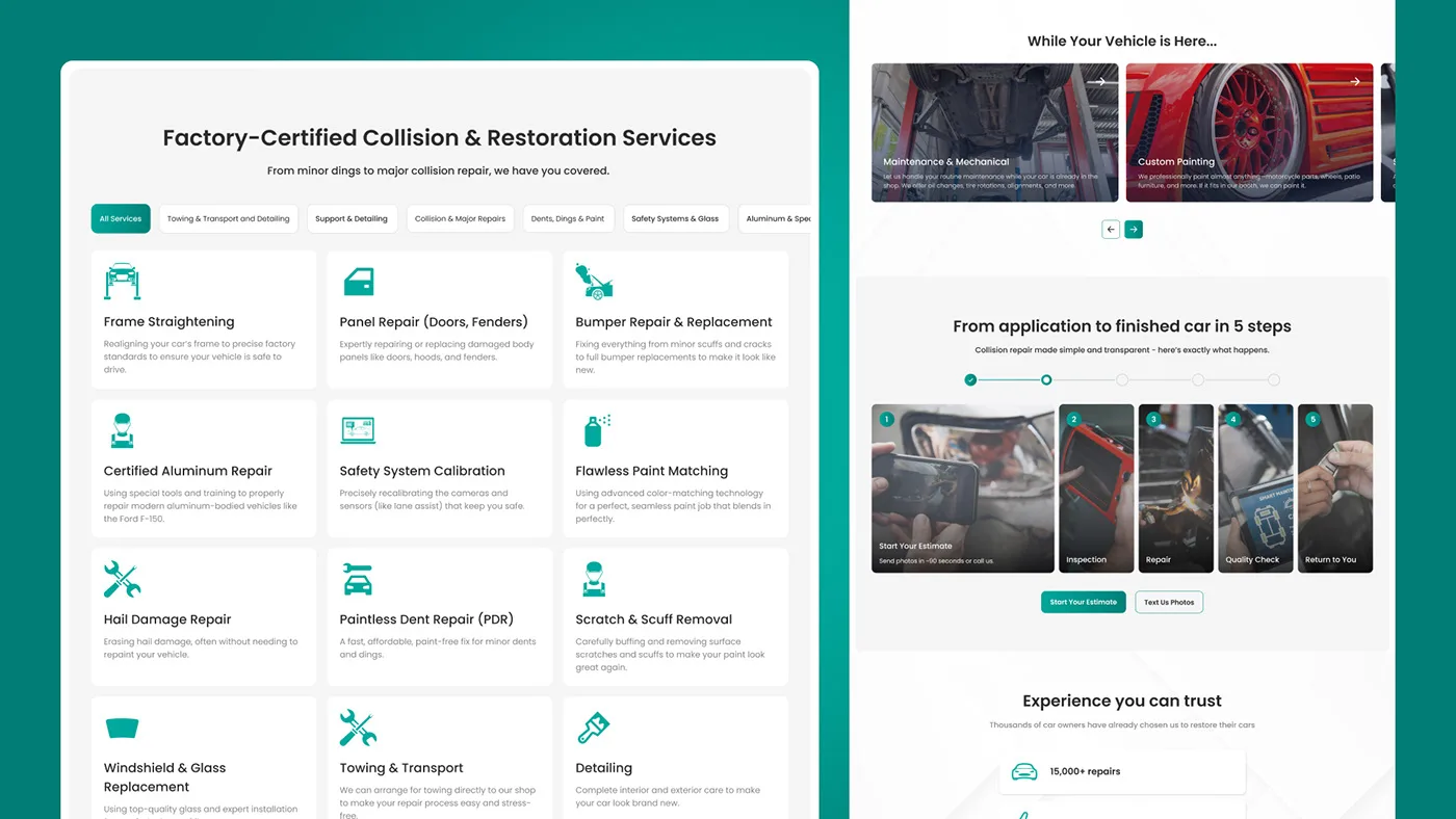 Mossy Collision Care – WordPress/Elementor Auto Body Repair Website — screenshot 3
