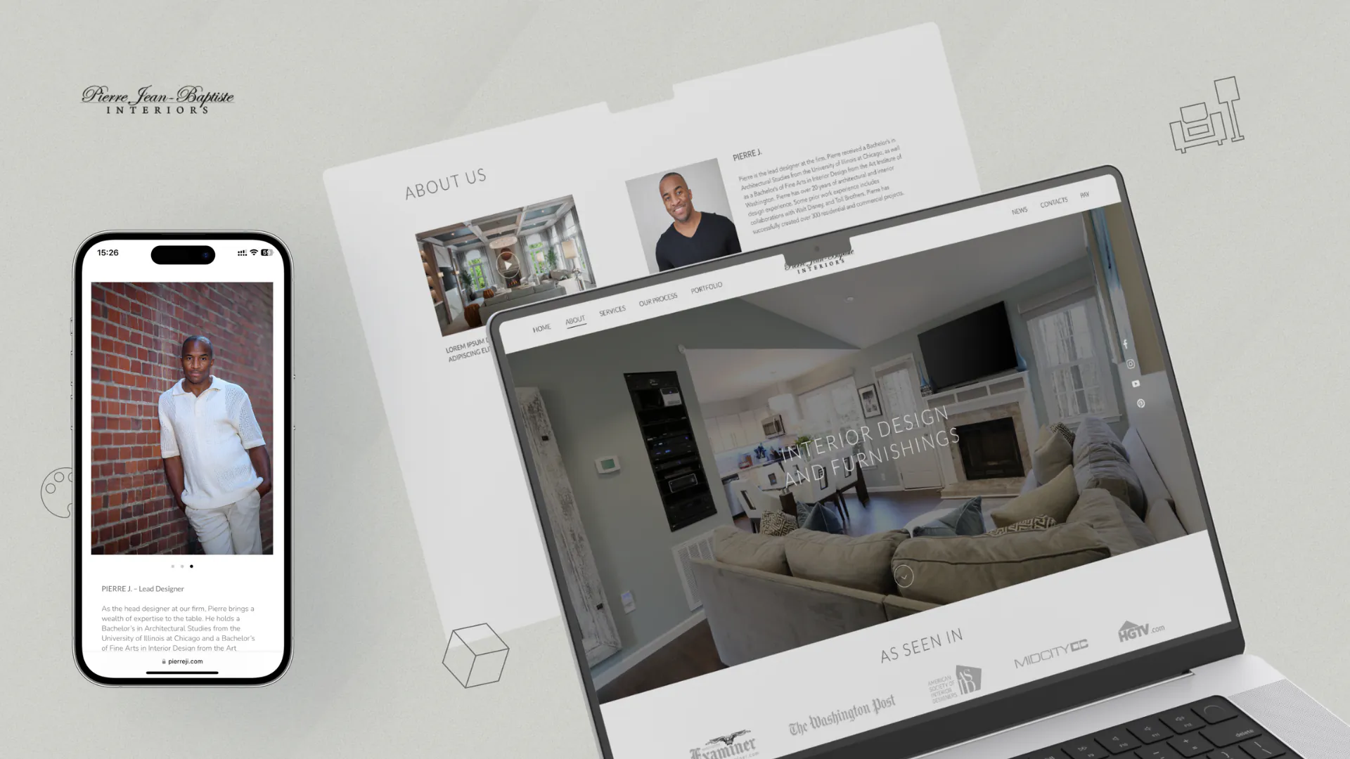 Pierre Jean Baptiste – WordPress/Elementor Luxury Interiors Website — screenshot 1
