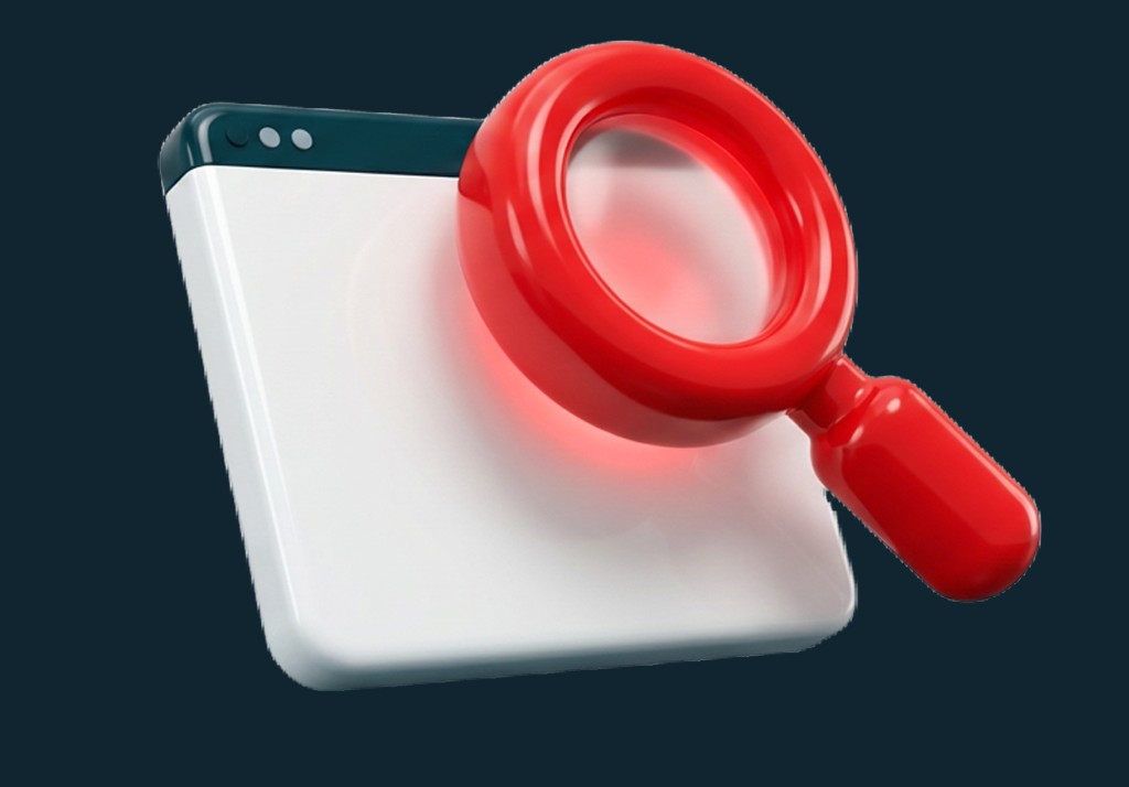Illustration of a magnifying glass over a browser window, representing a website audit.