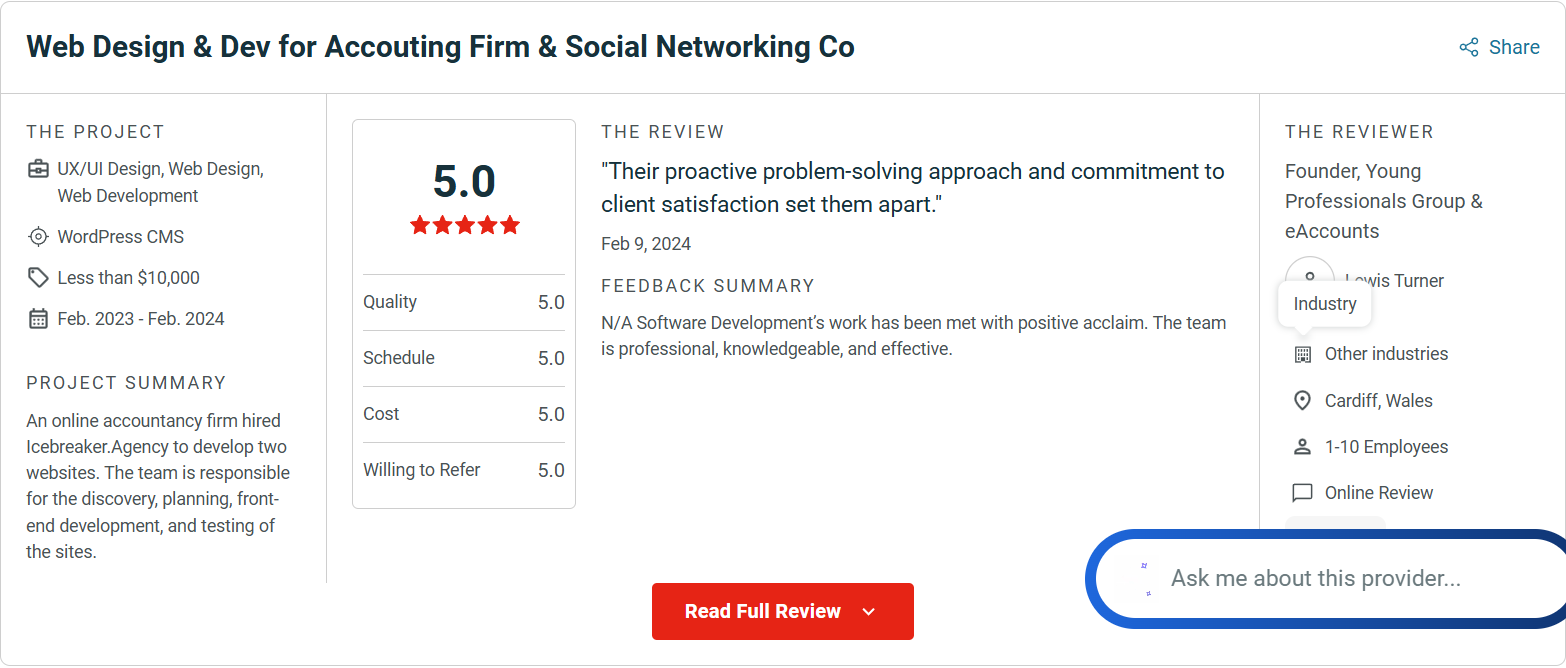 Clutch review from Young Professionals Group and eAccounts