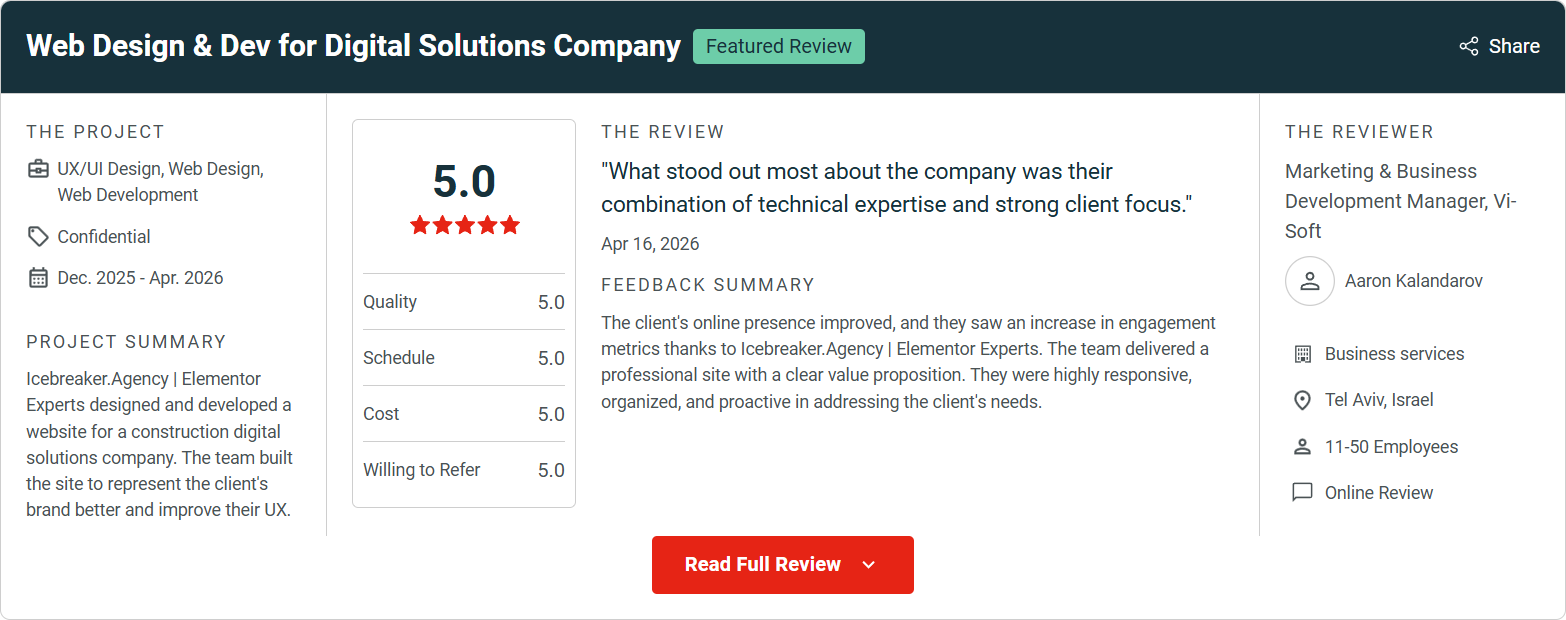 Clutch review from Vi-Soft — Web Design and Development